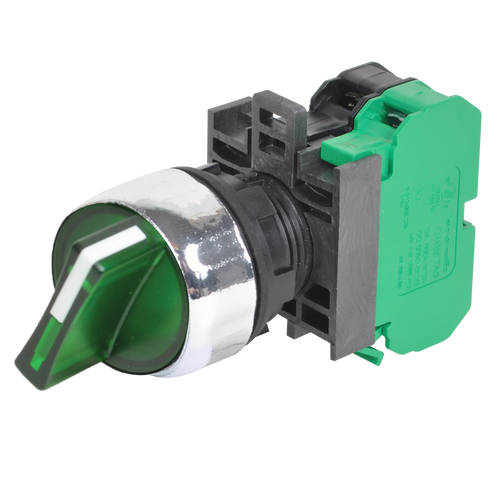 {'en': '22mm IEC Illuminated Selector Switch with Green Standard Handle, Chrome Plated Bezel, and N.O. Contact', 'es': '22mm IEC Illuminated Selector Switch with Green Standard Handle, Chrome Plated Bezel, and N.O. Contact', '_type': 'localeString'}