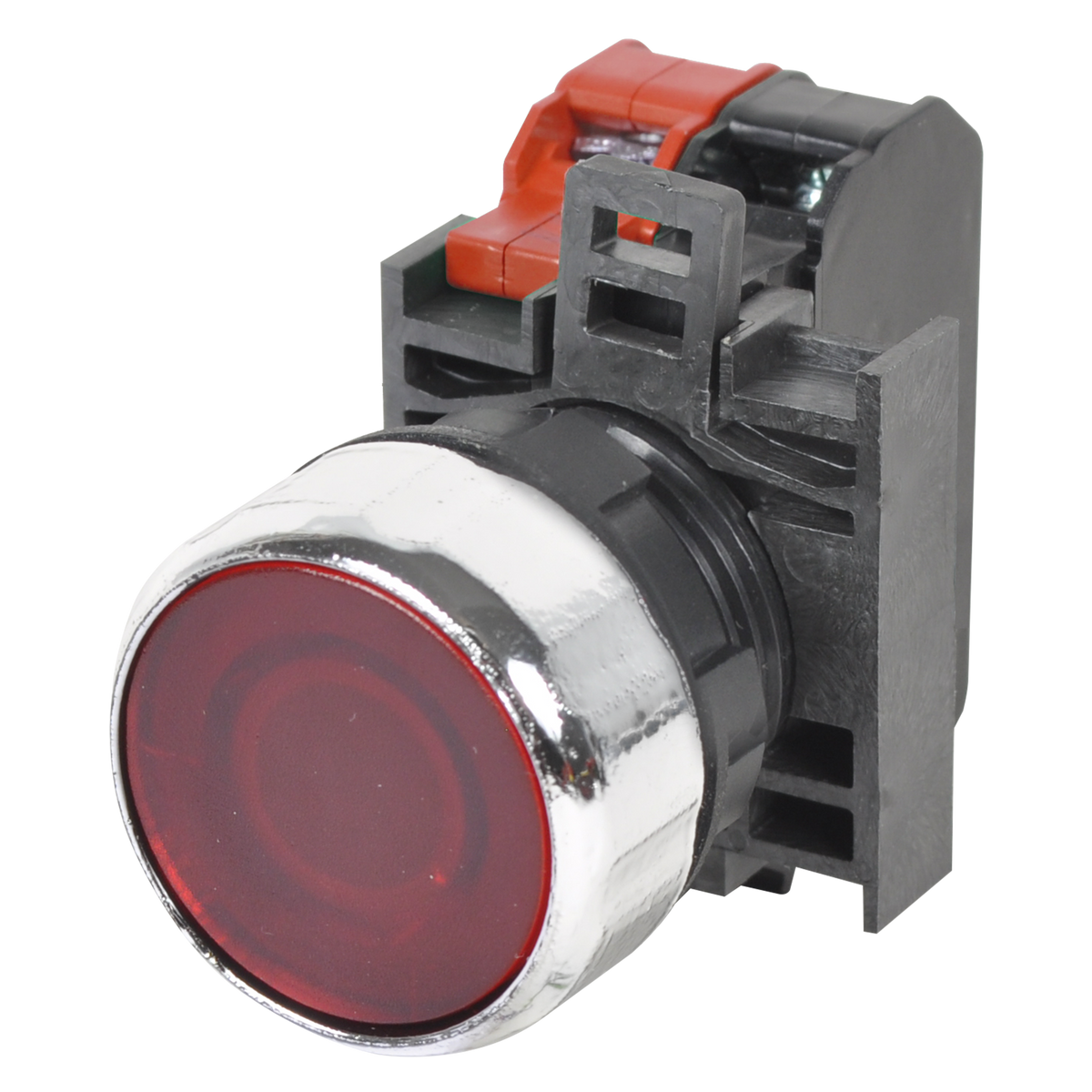 {'_type': 'localeString', 'en': '22mm IEC Illuminated Push Button with Red Flush Lens, Chrome Plated Bezel & N.C. Contact', 'es': '22mm IEC Illuminated Push Button with Red Flush Lens, Chrome Plated Bezel & N.C. Contact'}