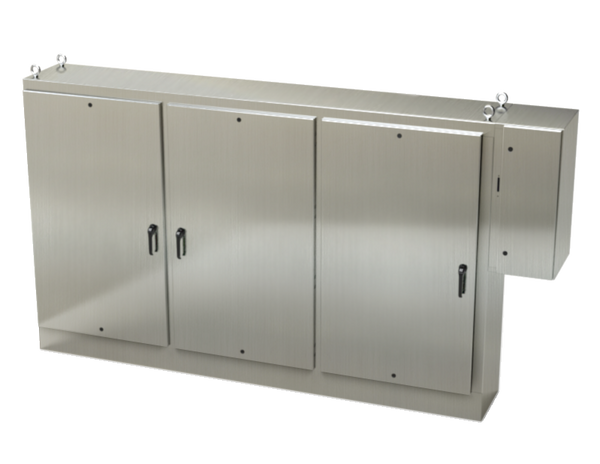 Heavy Duty Free-Standing Enclosures with External Disconnect Enclosure Installed One, Two, and Three Door Enclosures (Stainless Steel)